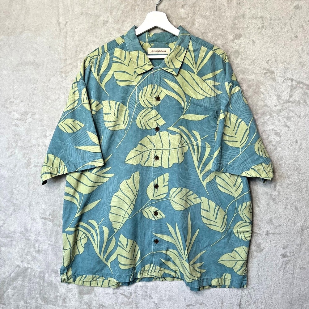 Tommy Bahama Mens XXL Floral‎ 100% Silk Button Down Shirt Vacation Beach Aloha